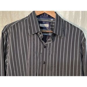 7 Diamonds‎ Mens Striped Long Sleeve Button Up Dress Shirt, Size XL